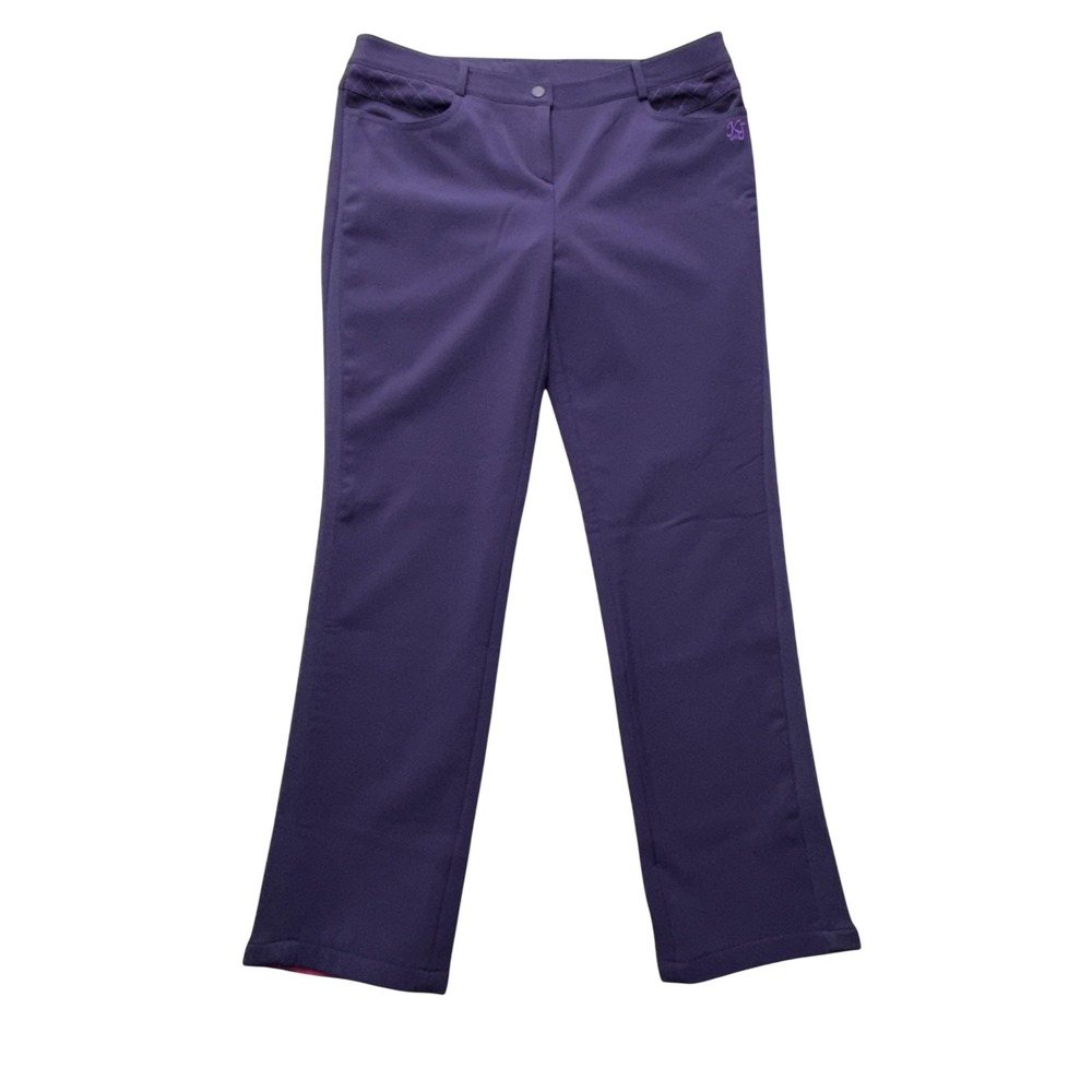 KJ Choi Golf Pants Womens 85 Purple Softshell Fleece Lined Straight Insulated